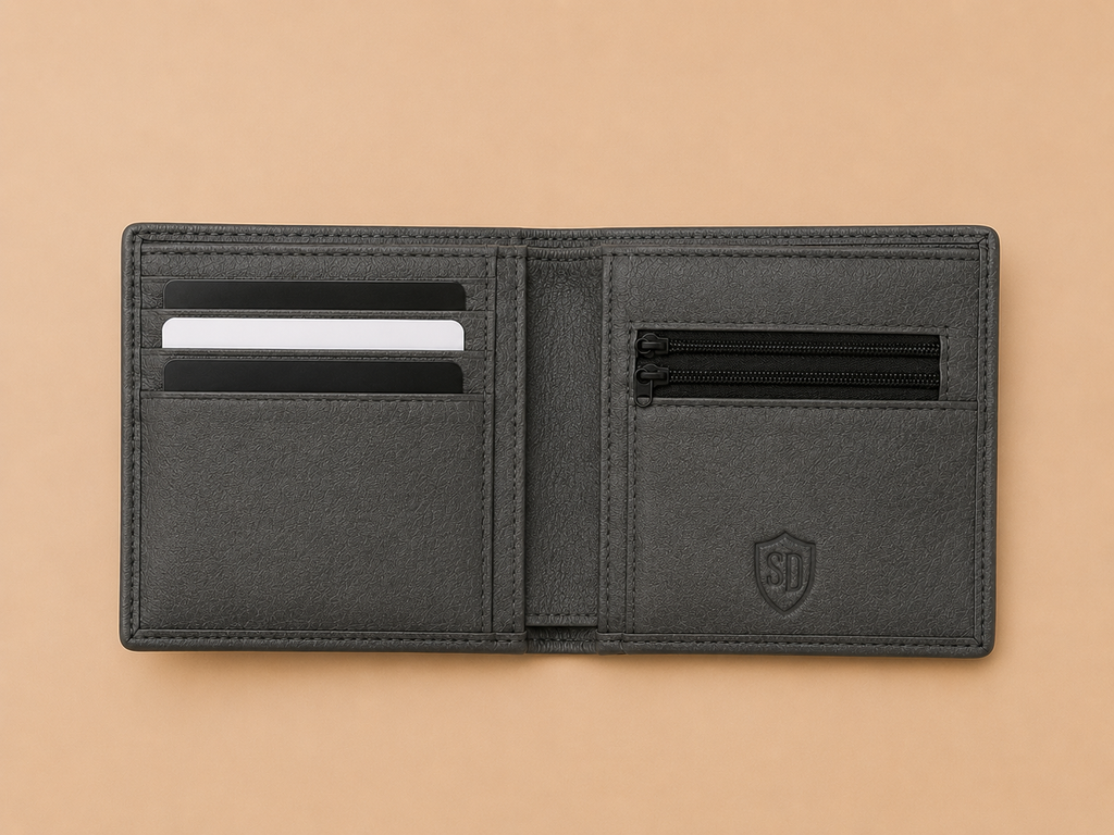 Premium Men's Bifold Leather Wallet – Slim Wallet with Multiple Card Slots, Zipper Coin Pocket & Cash Compartment | Elegant Everyday Wallet for Men