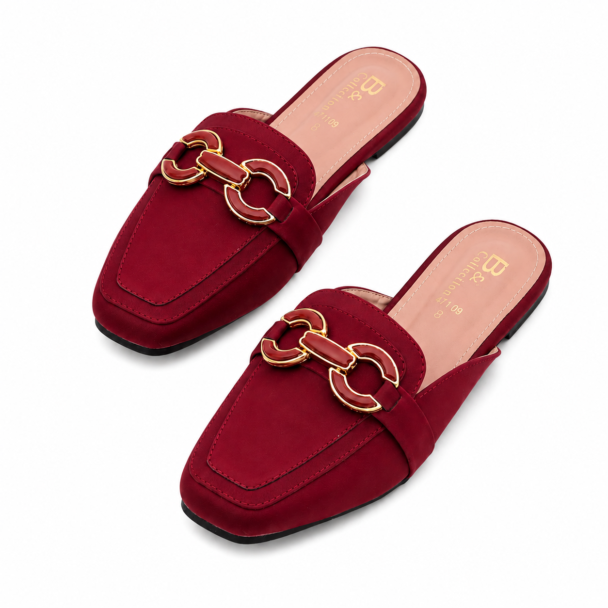 Burgundy Mule Sandals for Women  Stylish Slip-On Flats