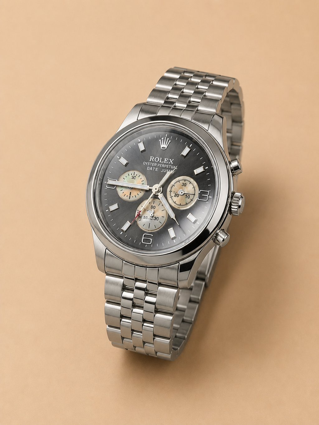 Premium Men's Silver Stainless Steel Chronograph Watch with Black Dial – Luxury Quartz Analog Wrist Watch | Elegant Business & Casual Fashion