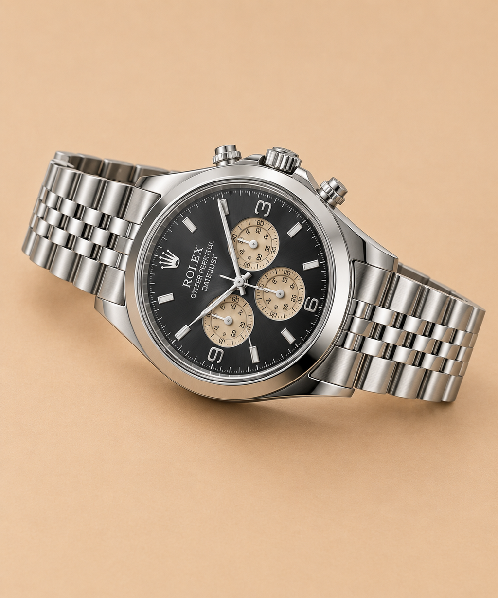 Premium Men's Silver Stainless Steel Chronograph Watch with Black Dial – Luxury Quartz Analog Wrist Watch | Elegant Business & Casual Fashion